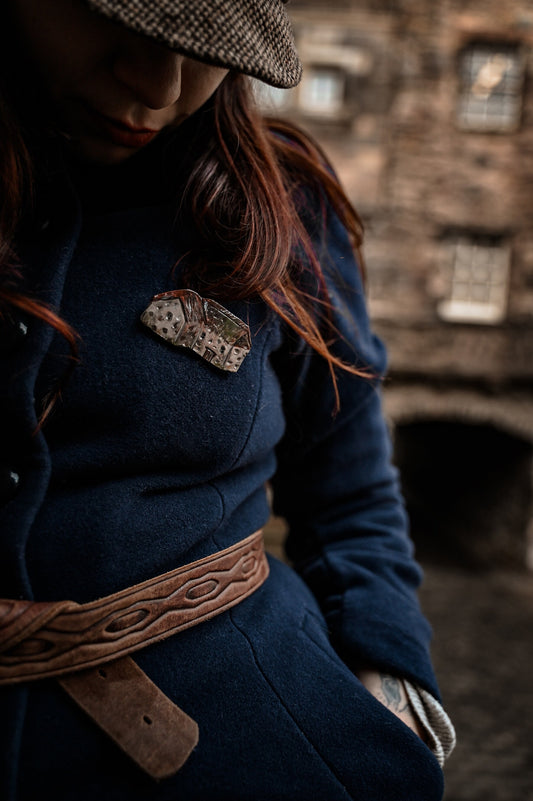 Leanach Cottage Brooch: Hand-Painted Terracotta Scottish Jewelry