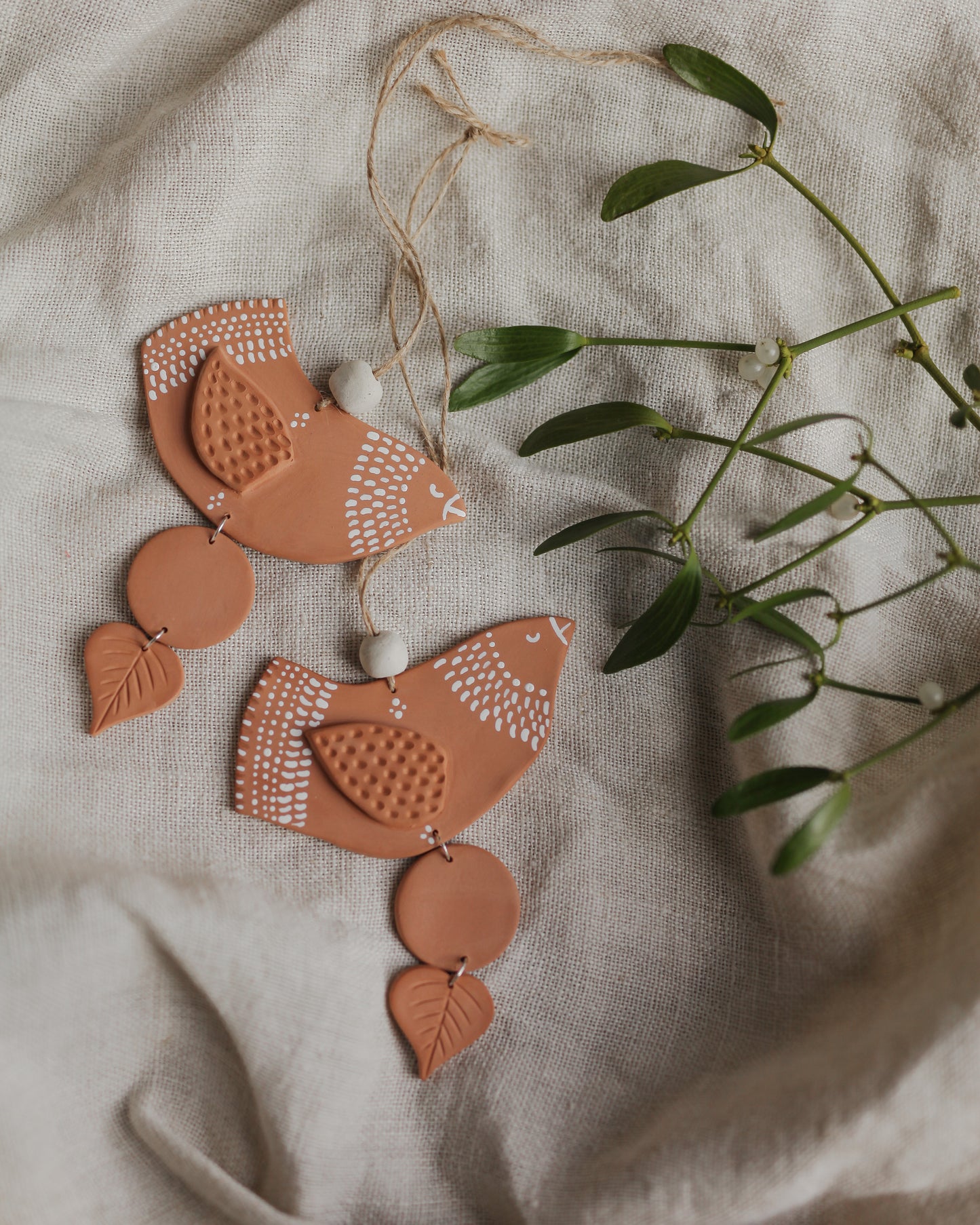 Ceramic bird for hanging